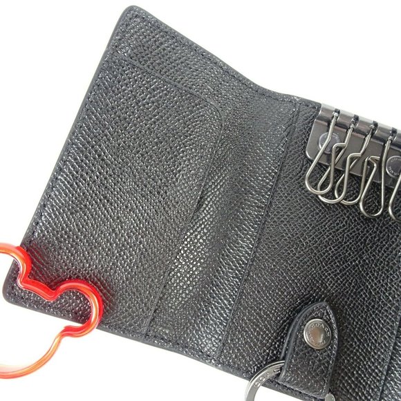 New Coach Five 5 Ring Key Case Holder Crossgrain Leather Black  Gunmetal - Picture 11 of 12